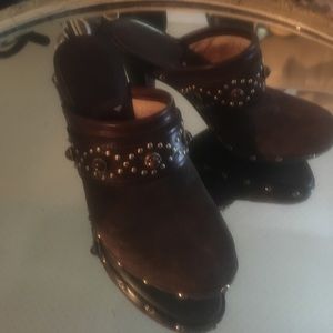 Size 4 Michael Kors Brown Suede platform mules